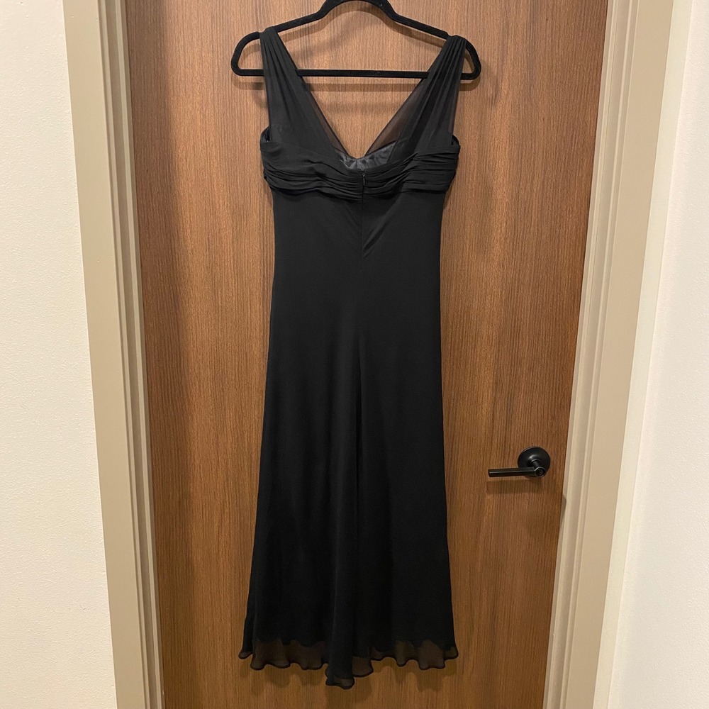 JONES NEW YORK Vtg 90s Silk Midi Maxi Dress 8 Black Tie Whimsigoth Fairy - Picture 4 of 16